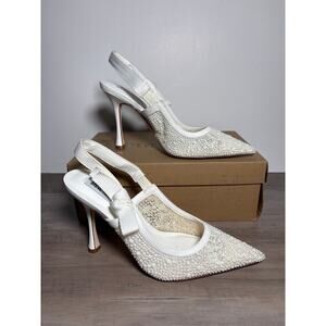 Steve Madden BRI-P White Lace Beaded Detail Women’s Heels Pumps Size 8.5- NIB